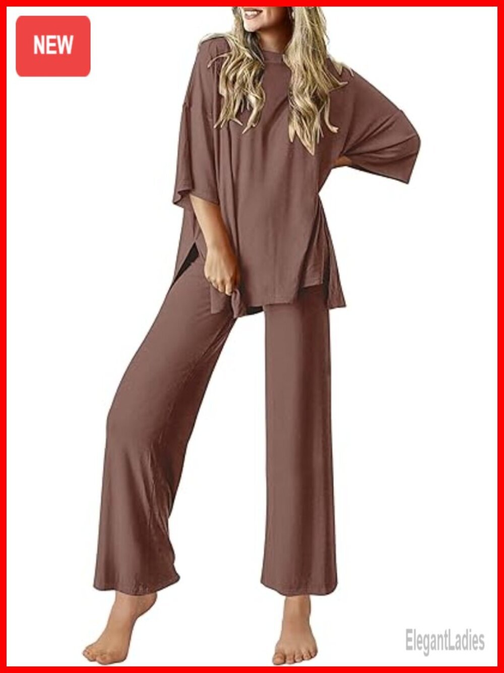 Lounge Set Short Sleeve Top Long Pants 2 Piece Pajamas Soft Comfy
